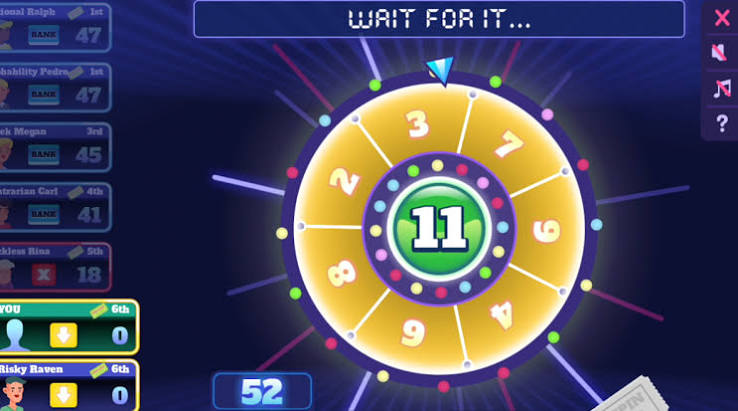 Push Your Luck wheel showing the next-number decision